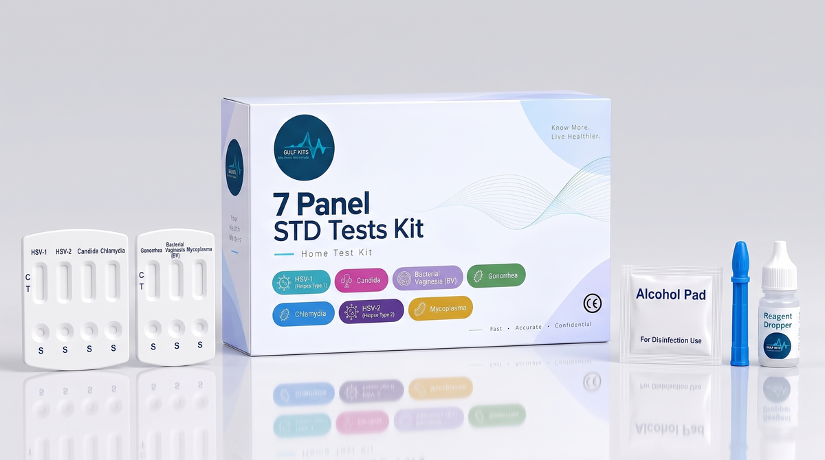 7 Panel STD Test Kit box with test cassettes and accessories